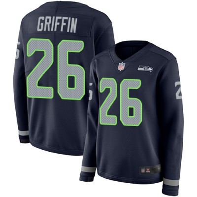 Nike Seattle Seahawks #26 Shaquem Griffin Steel Blue Team Color Women's Stitched NFL Limited Therma Long Sleeve Jersey